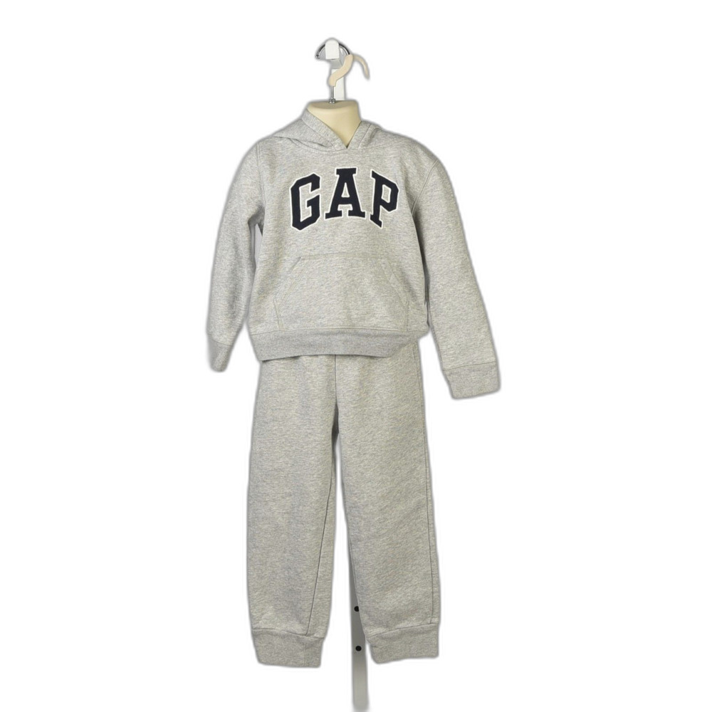 Gap Logo Classic Gray / Blue Pullover Kangaroo Sweatshirt Jogging Suit Size 5 - Picture 2 of 4